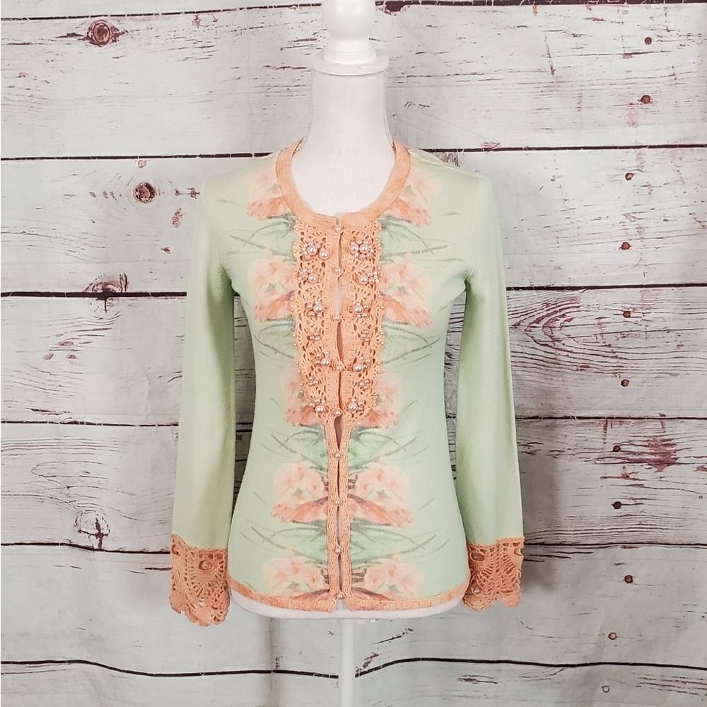 Zac Posen Mustique Floral Cardigan Size Small‎